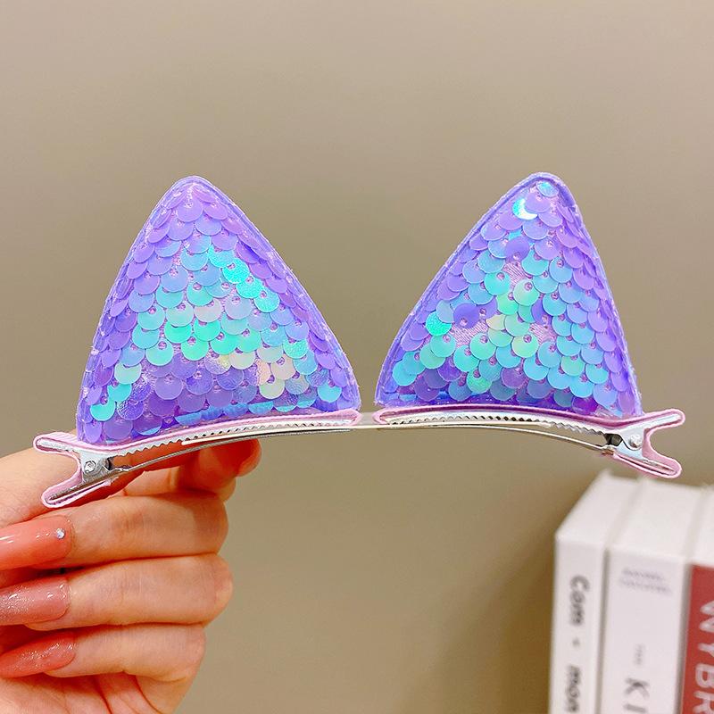 2 шт. новые заколки для волос с кошачьими ушками и блестками, милые заколки для волос для девочек, аксессуары для волос, детские милые заколки, детские модные головные уборы, украшения