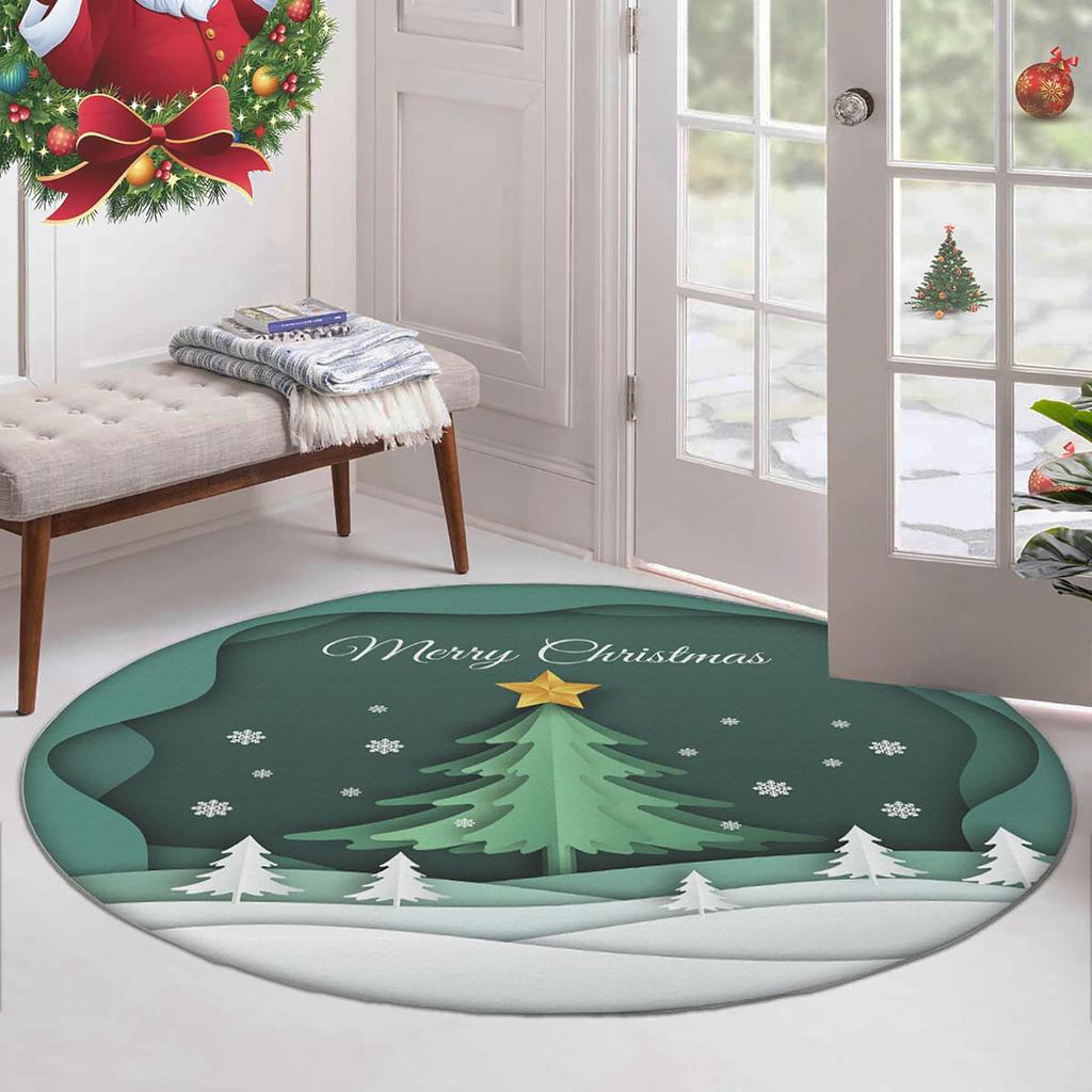 Рождественская концепция Декоративный тонкий машинный тканый хлопок Нескользящая основа Моющийся ковер для комнаты