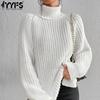Women's Fashion Casual Fall Winter Solid Color Print Long Sleeve High Neck Sweaters