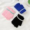 Теплые перчатки с полупальцами для детей, жаккардовые вязаные перчатки для письма, зимние студенческие теплые перчатки для мальчиков и девочек