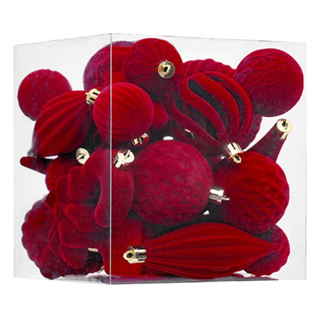 Набор флокированных рождественских шаров Рождественские подвески Звезда Подарочная коробка Круглый Рождественский шар Санта Елочные украшения Домашнее рождественское украшение