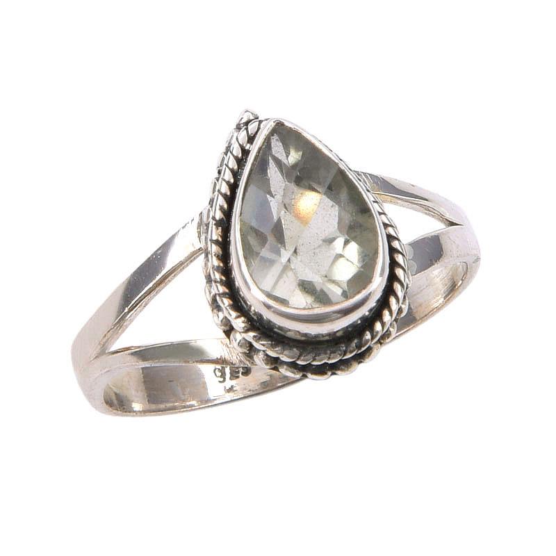 Кольцо из серебра 925 пробы с натуральным зеленым аметистом, размер 8,5 U6h78