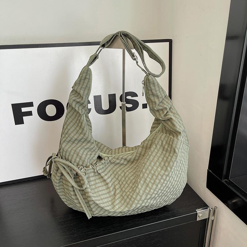 Корейская версия модной клетчатой сумки через плечо 2025 новая вместительная ретро сумка-мессенджер для поездок в нишевом зарубежном стиле сумка-пельмень