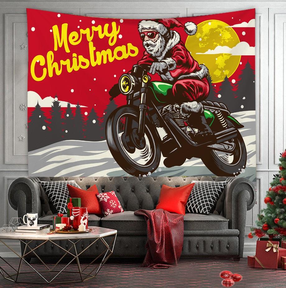 Гобелен с принтом рождественской елки, настенный фон, тканевый декор, красный Санта-Клаус, полиэстеровый гобелен, украшение на стену для дома и комнаты