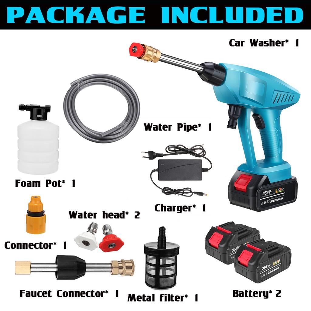 1000W 90BAR Wireless High Pressure Car Washer 388VF Water Gun Spray Portable Washer Foam Generator for Makit 18V Battery