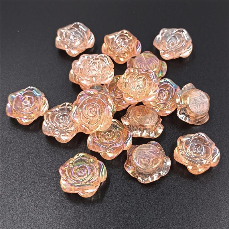 Творческие 10 шт DIY ювелирные аксессуары для браслета ожерелья изготовление подвесок творческие AB Magic Color Charms плоскодонные перфорированные бусины-розы мода