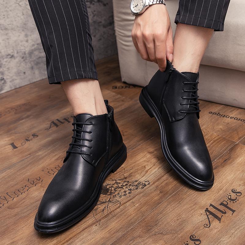 Gentleman Casual Boots British Style Ankle Boots Luxury Men Leather Boots Fashion Business Shoes Daily Original Lace-up Boots