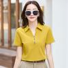 Женская рубашка, корейская офисная футболка-поло с короткими рукавами, женская летняя рубашка с лацканами, повседневная женская рубашка