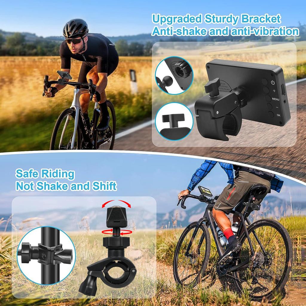 Зеркало на руль велосипеда, Камера заднего вида для велосипеда 1080P с 4,3-дюймовым экраном, Функция ночного видения, Широкий угол обзора 110 градусов