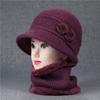 Комплекты из шарфа и шапки Зимняя шапка для пожилых женщин среднего возраста, связанная из пряжи кролика для тепла Шапка-тазик для пожилых людей Комплекты для бабушки и бархата