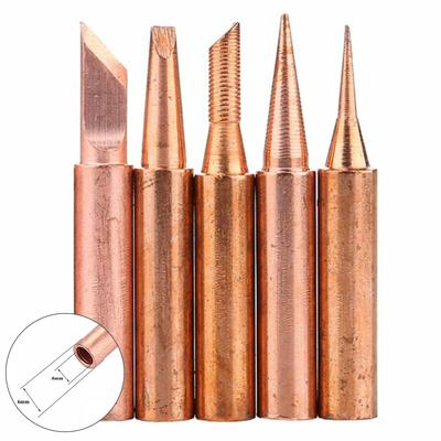 Набор из 5 насадок 900M-TK, 6 мм, паяльные наконечники из чистой меди, инструменты для сварки электроутюжной головки