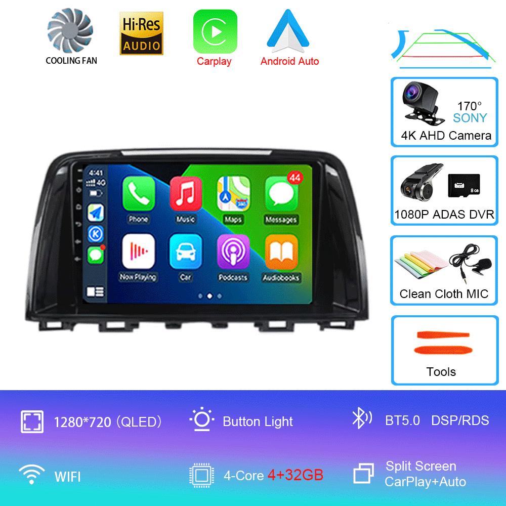 Автомагнитола Для Mazda 6 GJ Atenza 2012 2013 2014 2015 2016 2017 Android 14 Carplay Auto Автомобильный мультимедийный видеоплеер GPS Навигация