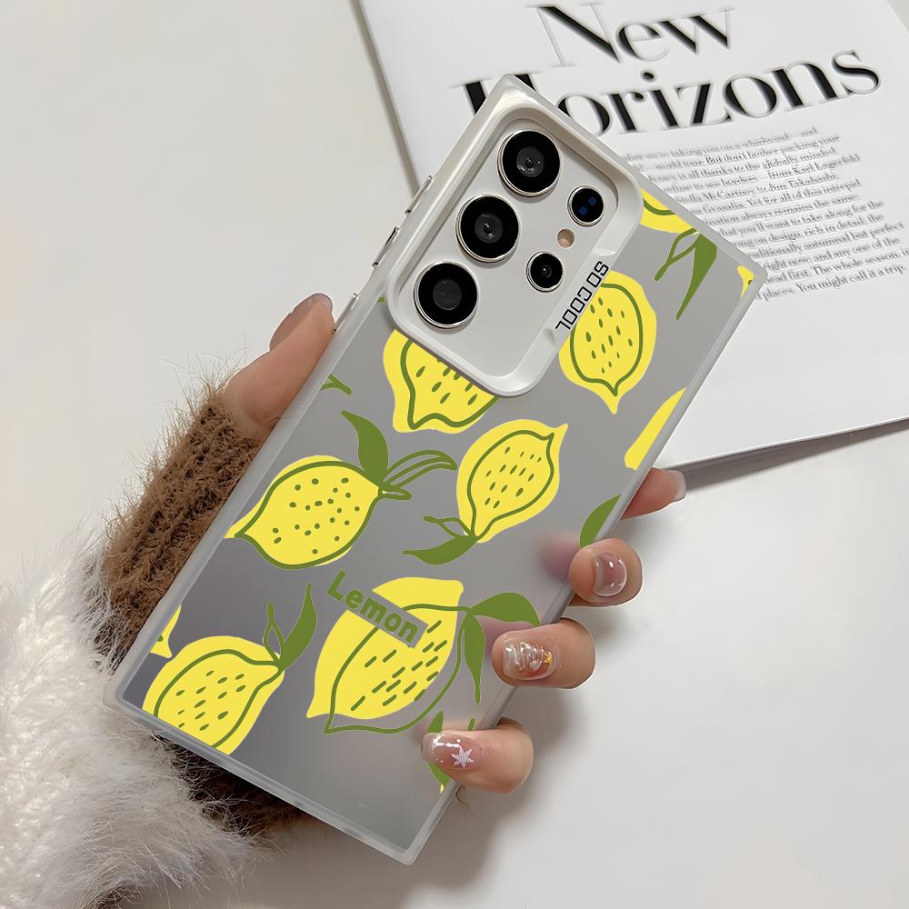 Ins Fruit Fashion Phone Case For Samsung Galaxy S25 Edge S24 S23 S22 S21 S20 Ultra Funda Silicone Silver Cover