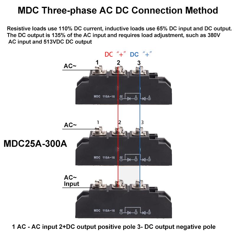 Однофазный выпрямительный ламповый высокомощный MDC 25A 55A 70A 90A 110A 130A 200A 250A 1600V выпрямительный мостовой диодный транзисторный модуль