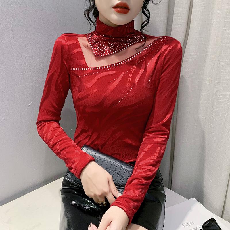 Winter New Fashion Long-sleeved Slim-fitting and Thin Bottoming Shirt Women's High-end T-shirt
