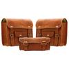 Bag Leather Combo Motorcycle Saddle Pouch Bags Tool Panniers Luggage Side Brown