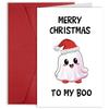 1pc Cute Christmas Card For Him, Merry Christmas Card For Husband Boyfriend, Spooky Xmas Holiday Card, Merry Christmas To My Boo