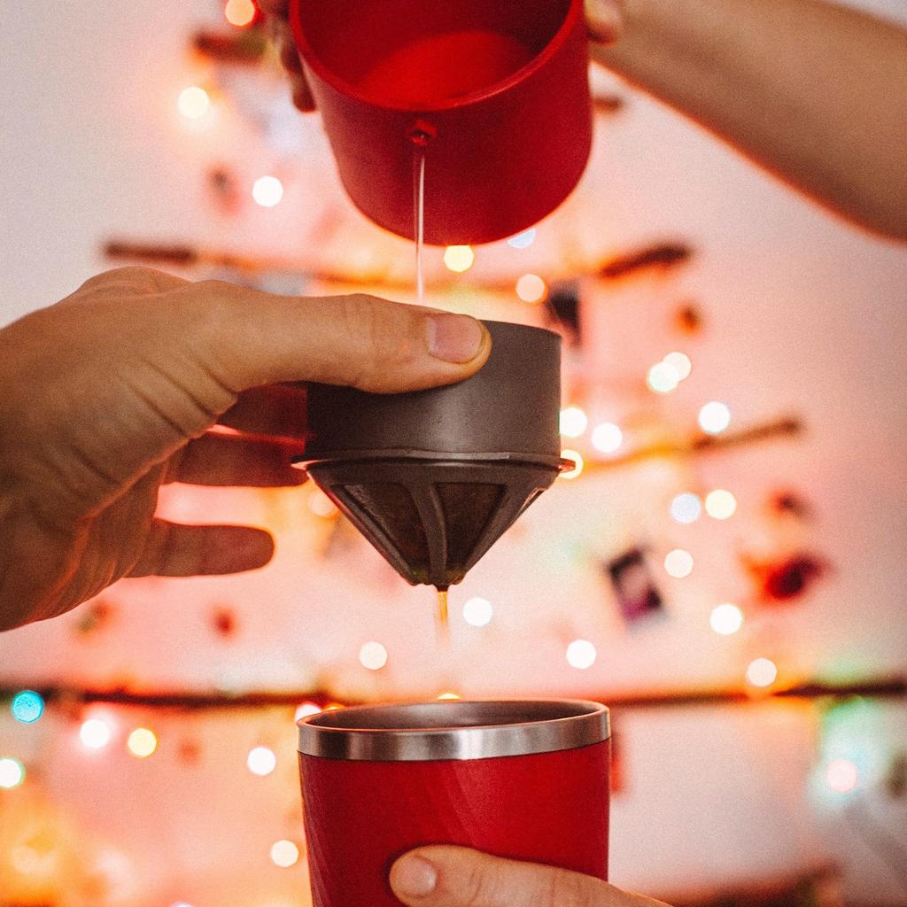 Портативная кофеварка Cafflano, уличная ручная капельная кофемолка, тонкая регулируемая кружка с фильтром без бумаги, в комплекте, красная, 9 x 9 x классический подарочный подарок 19,5 см