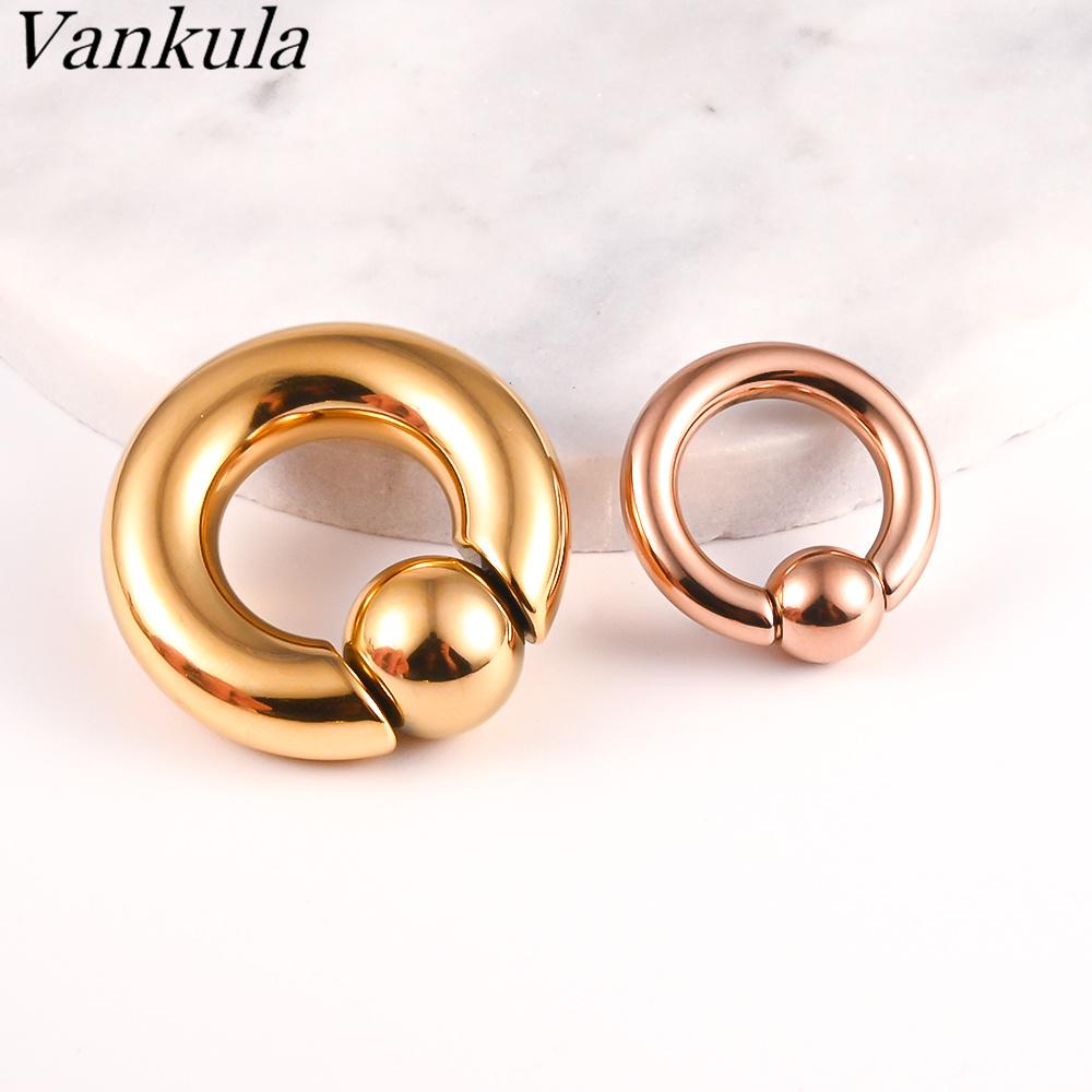 Vankula 2 шт. Тоннели для ушей из нержавеющей стали 316L Пирсинг Замкнутое кольцо Расширители для ушей Вес для пирсинга тела