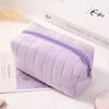 Cute Plush Makeup Bag for Women Portable Travel Small Cosmetic Bags Solid Color Zipper Toiletry Bag Washing Pouch Storage Bags