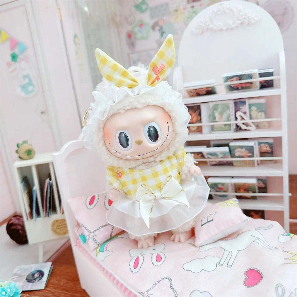 Cute 17cm Labubu Doll Clothes Mini Plush Doll's Dress Outfit Accessories Collection Gift for Girls Kids