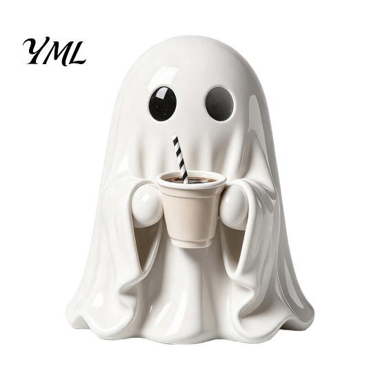 Halloween Ghost Figurine Figurine, Resin Spooky Cute Statue, Funny Creepy Fun Desk Accessories Tabletop Ornament for Home Shelf Party Haunted