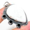 Natural Scolecite, Black Onyx Gemstone 925 Sterling Silver Pendant 2.40" R1R84