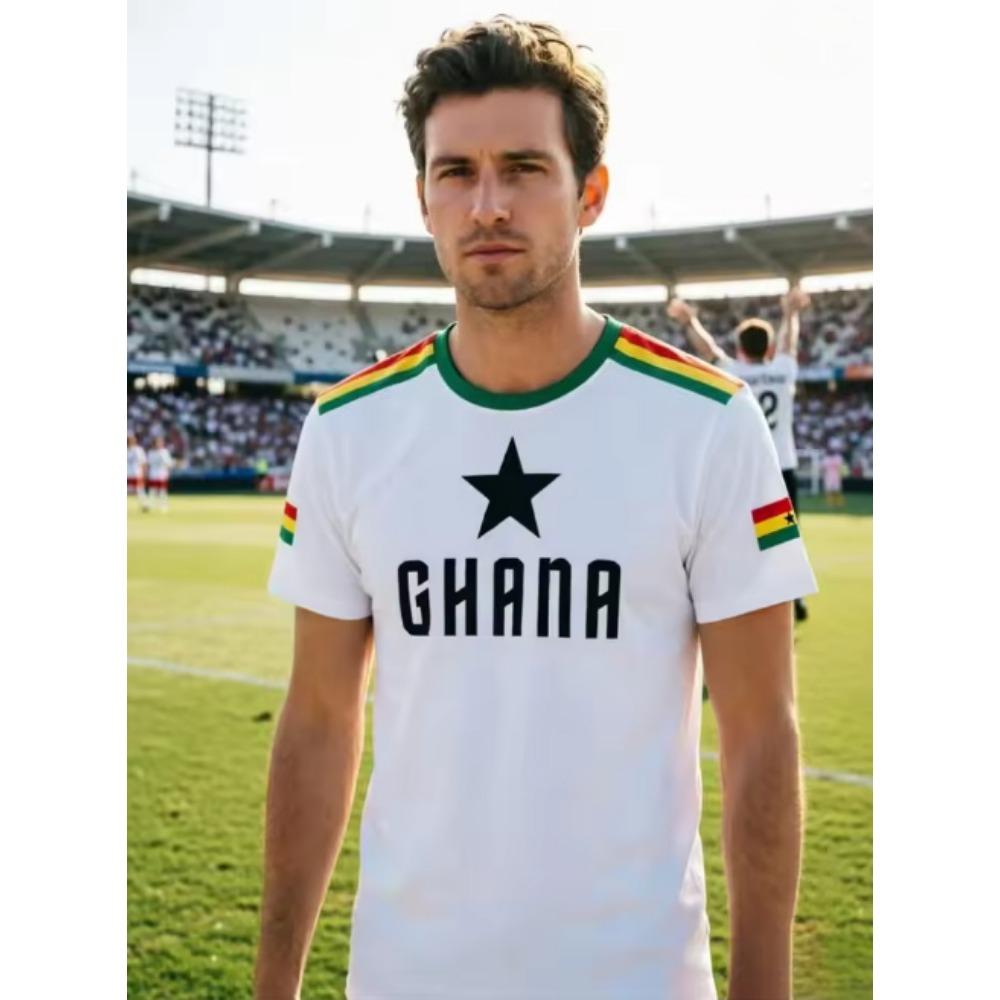 2026 Ghana Style Football Jersey Ghana Team Fan T-shirt Men's Short-Sleeved Sports Shirt Women's T-shirt 3D Printed Shirt