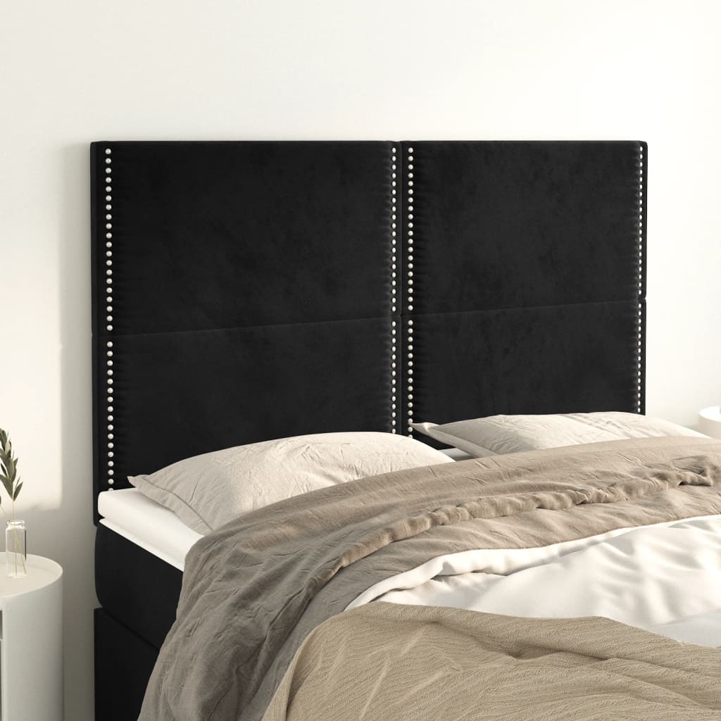 Headboard in Black 144 x 5 x 118 128 cm Velvet
