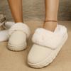 Женские пушистые тапочки Новые плюшевые теплые туфли на платформе для зимы Домашние без задника Полутапочки Уличные Нескользящие хлопковые туфли