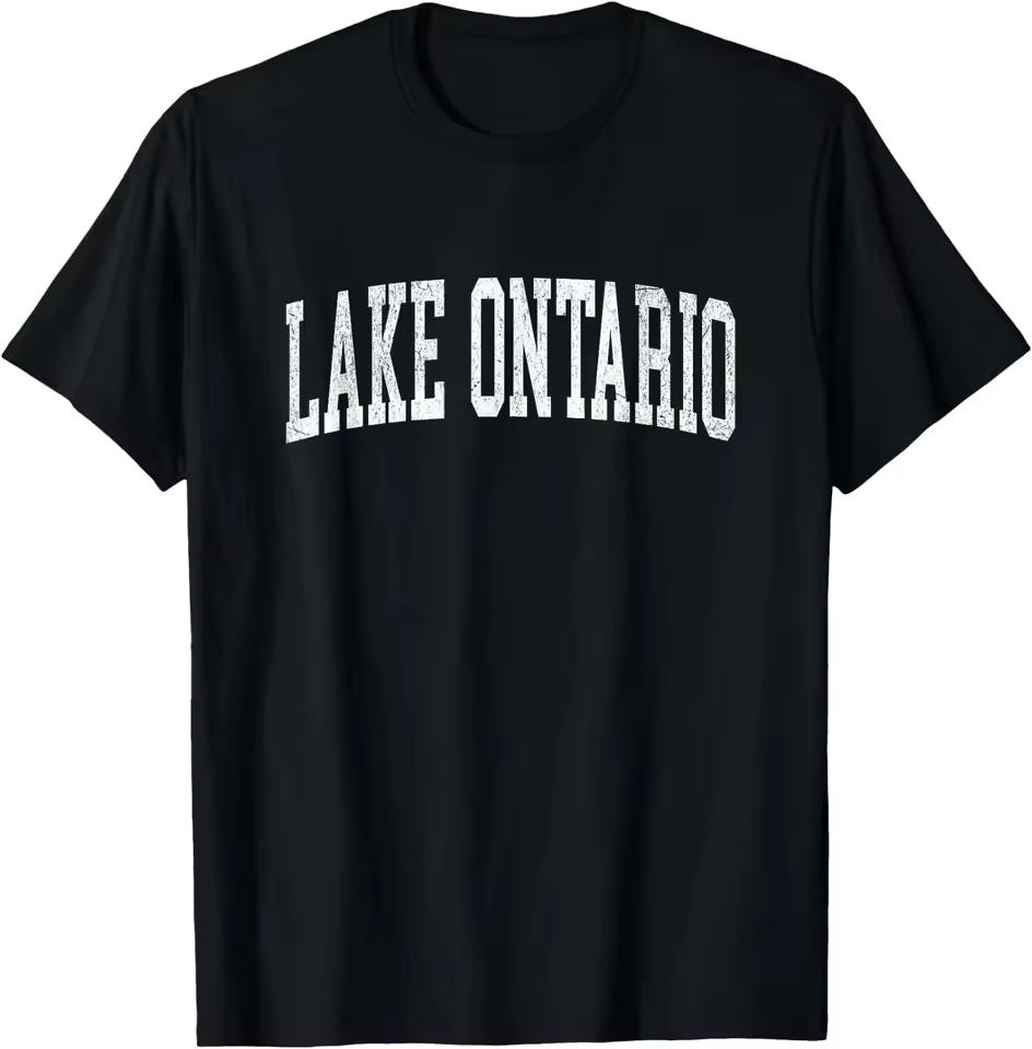 Lake Ontario Great Lake Travel Unisex T-Shirt Graphic Men's T-Shirt Black Casual T shirt