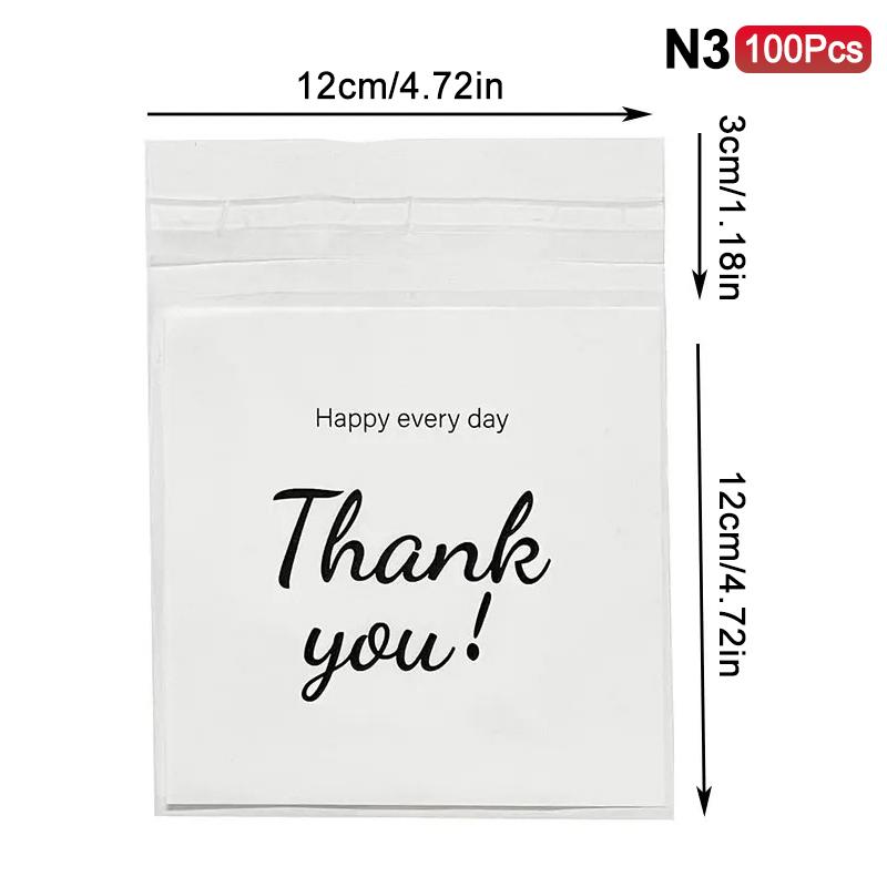 100 Pcs Mini Small Cute Thank You Package Button Biscuit Packaging Machine Sealing Cookie Snack Candy Sugar Bags