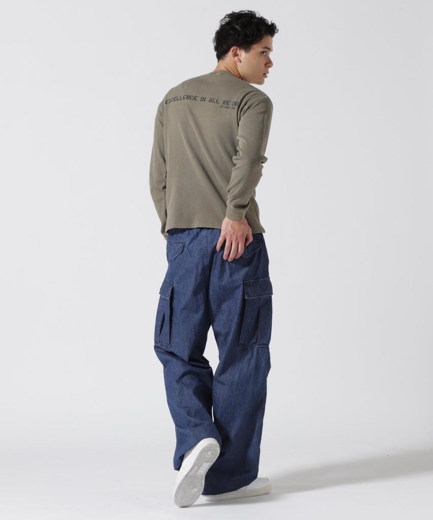 AVIREX Fade Wash Honeycomb Waffle Long Sleeve Size XL Olive T-Shirt, Men's T-Shirt, (310), (Product Code 783-5130010)