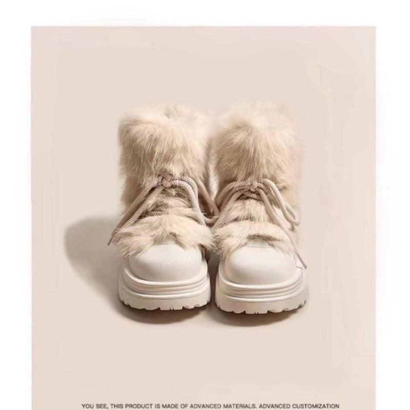 Anti-slip Snow Boots Women 2025 Autumn Winter Thickened Plush Platform Cotton Shoes Big Head Short Boots