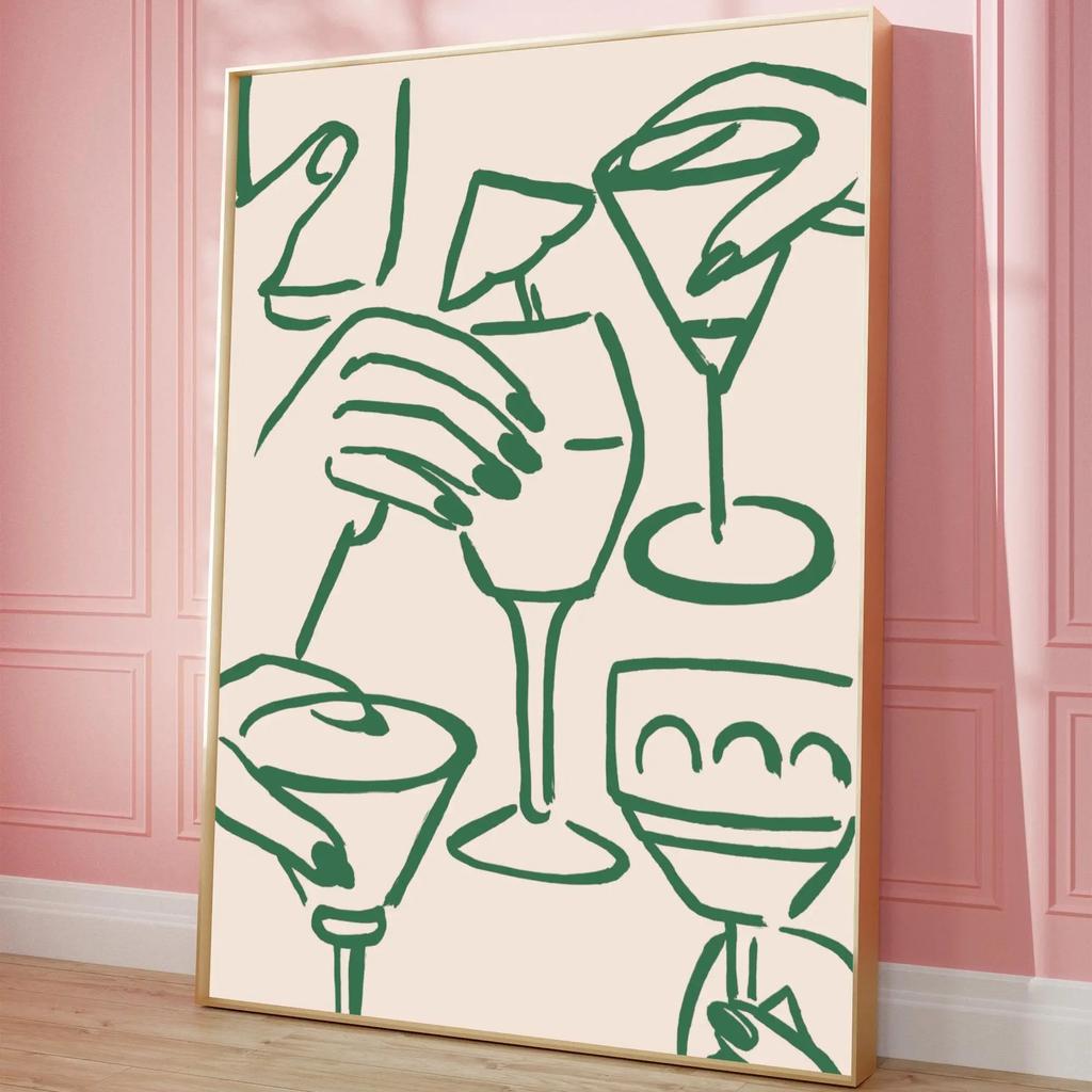 Винный Алкоголь Ура Принт Ретро Постер Барная Тележка Холст Настенное Искусство Декор Напитки Подарок Дом Гостиная Ванная Декор плакаты