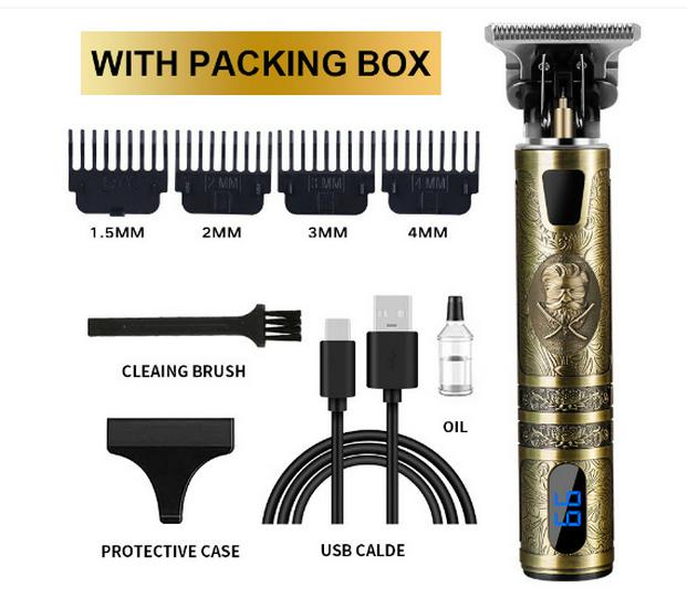 Электрическая машинка для стрижки волос T9 Bald - Профессиональная перезаряжаемая машинка для гравировки и бритья с масляной головкой