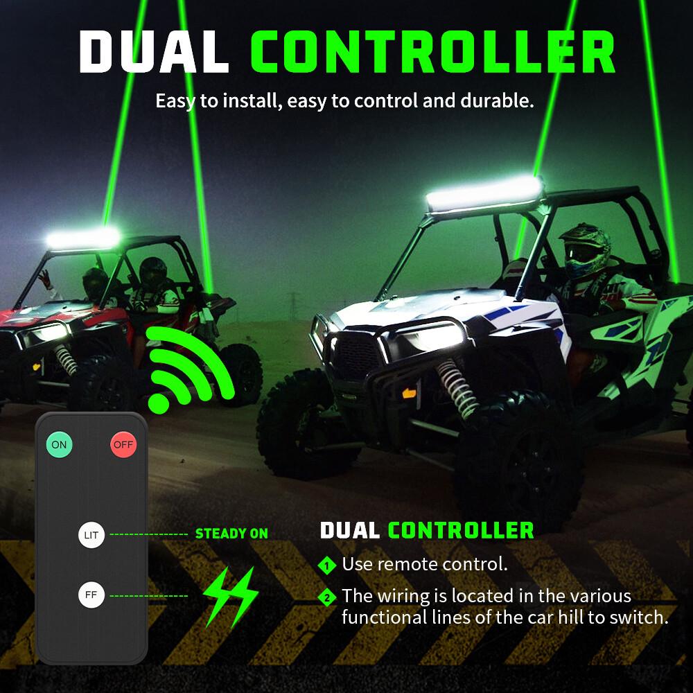 2x Лазерный Зеленый Светодиодный Плетеный Флаг-Антенна с Пультом для Квадроцикла UTV Can Am Polaris