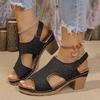 Fish Mouth Sandals Women's Large Size Thick Heel High Heels Open Toe Hollow Sandals