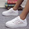 Women Shoes 2025 Fashion Summer Casual White Shoes Cutouts Lace Canvas Hollow Breathable Platform Flat Sneakers Zapatillas Mujer