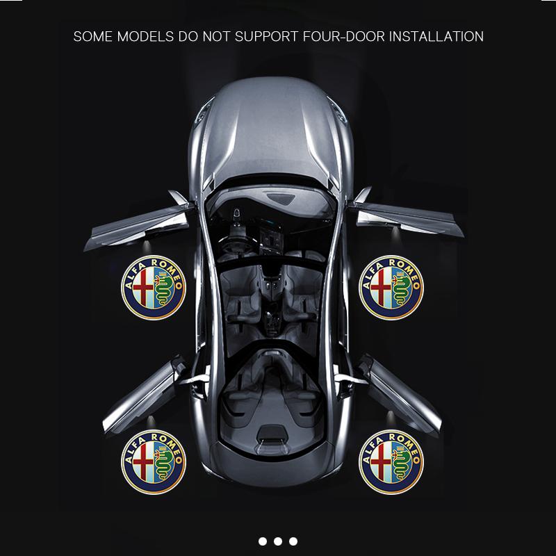 2026 Hot Alfa Romeo 2Pcs Car Door Welcome Light Led HD Projector Lamp Courtesy Lights For Alfa Romeo 4C 159 166 Spider Giulia 15