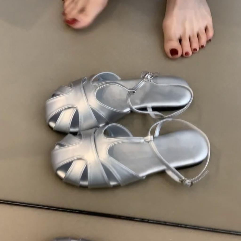 Версия из мягкой кожи~ ретро литературные и художественные полые сандалии с закрытым носком женские сандалии с ремешком через подъем плетеные на плоской подошве римские сандалии повседневные сандалии-клетка