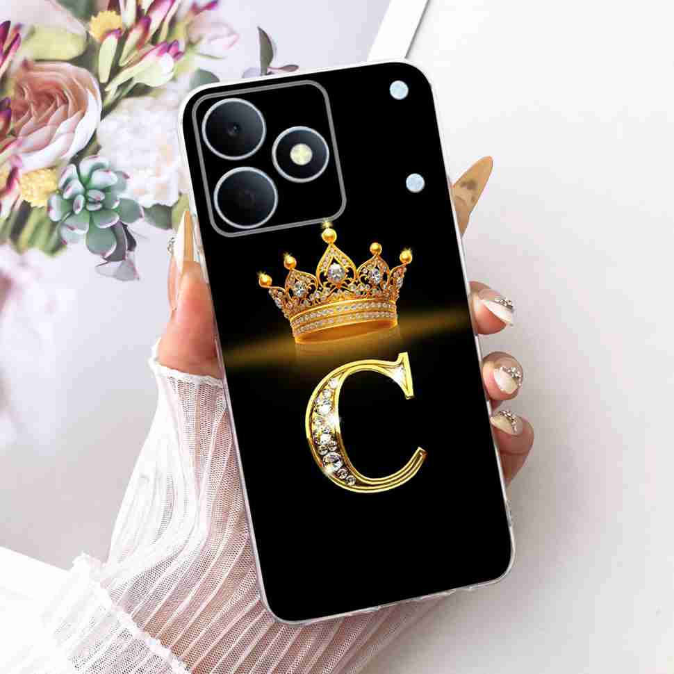 Чехол для Realme Note 80 4G RMX5388 Новый Буква Корона A-Z ТПУ Задняя Крышка Для Realme Note80 NOTE 80 4G Чехлы для Защиты Телефона