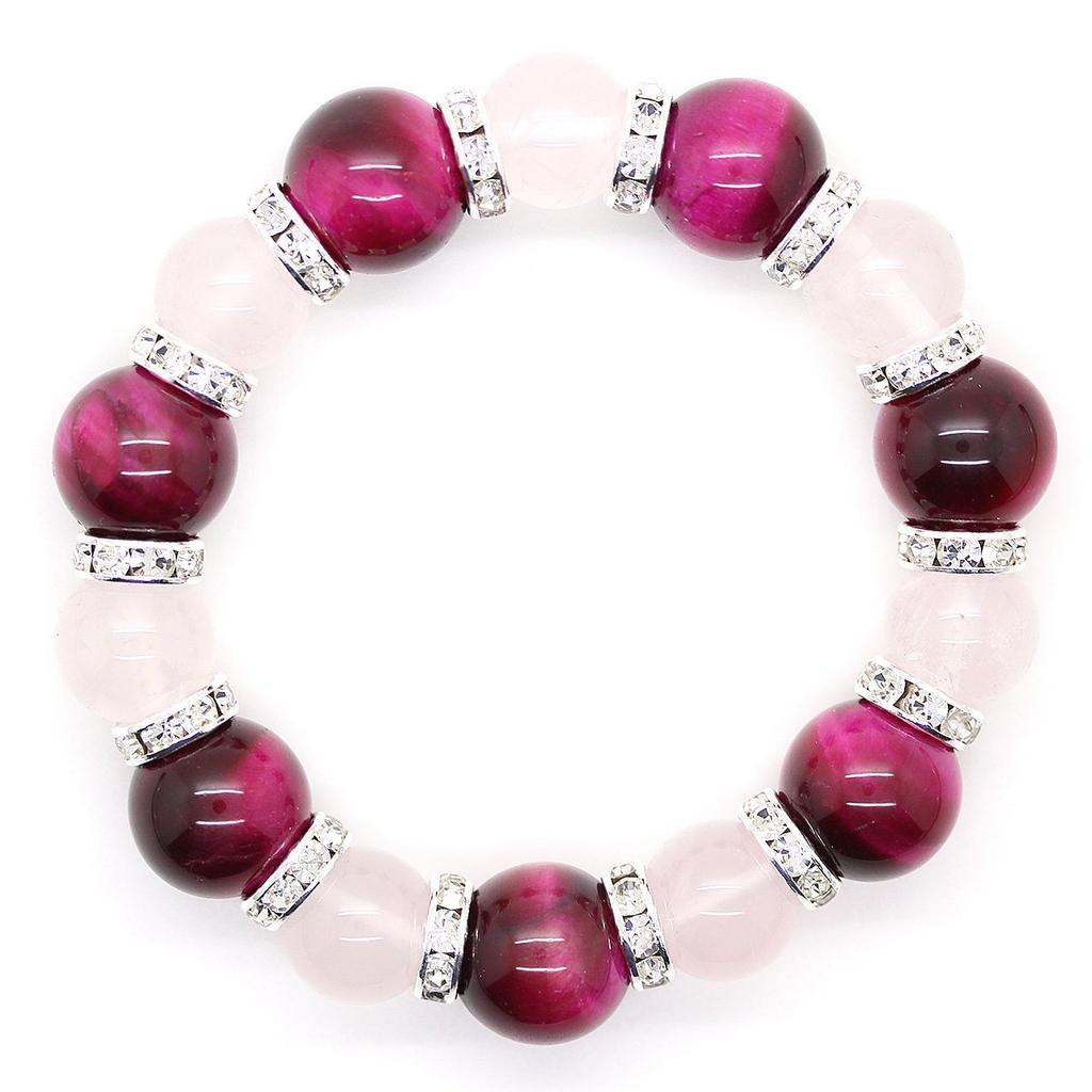 Ishiki AAAA Rank Amulet Natural Stone Rose Quartz 12 мм Розовый тигровый глаз 14 мм Браслет Power Stone B185