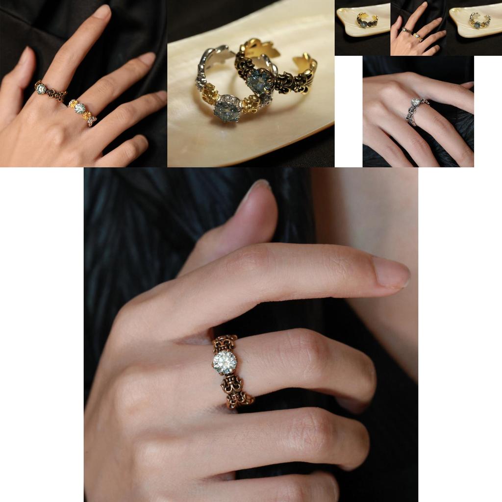 Elegant And Modern Iris Blue Moissanite Ring For Women Geometric Design Adjustable Size