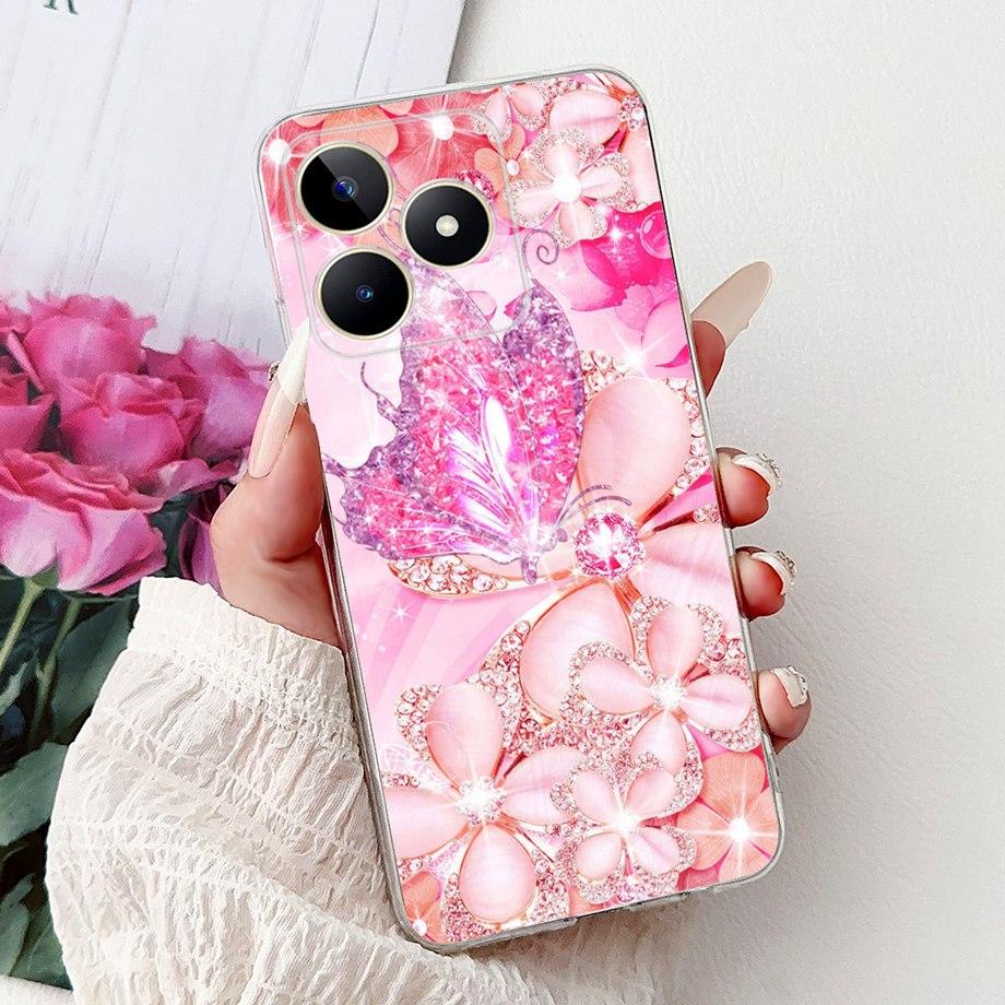 For Realme C51 C53 Phone Case Realme Note 50 Back Cover Soft Silicone Transparent TPU Bumper Funda Lion Cat Women Fashion Cases