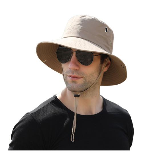 Мужская уличная шапка Fishmernan с регулируемым ветрозащитным фиксированным ремешком, анти-УФ-складная солнцезащитная шапка для альпинизма, садоводства, рыбалки, уличная дорожная кепка