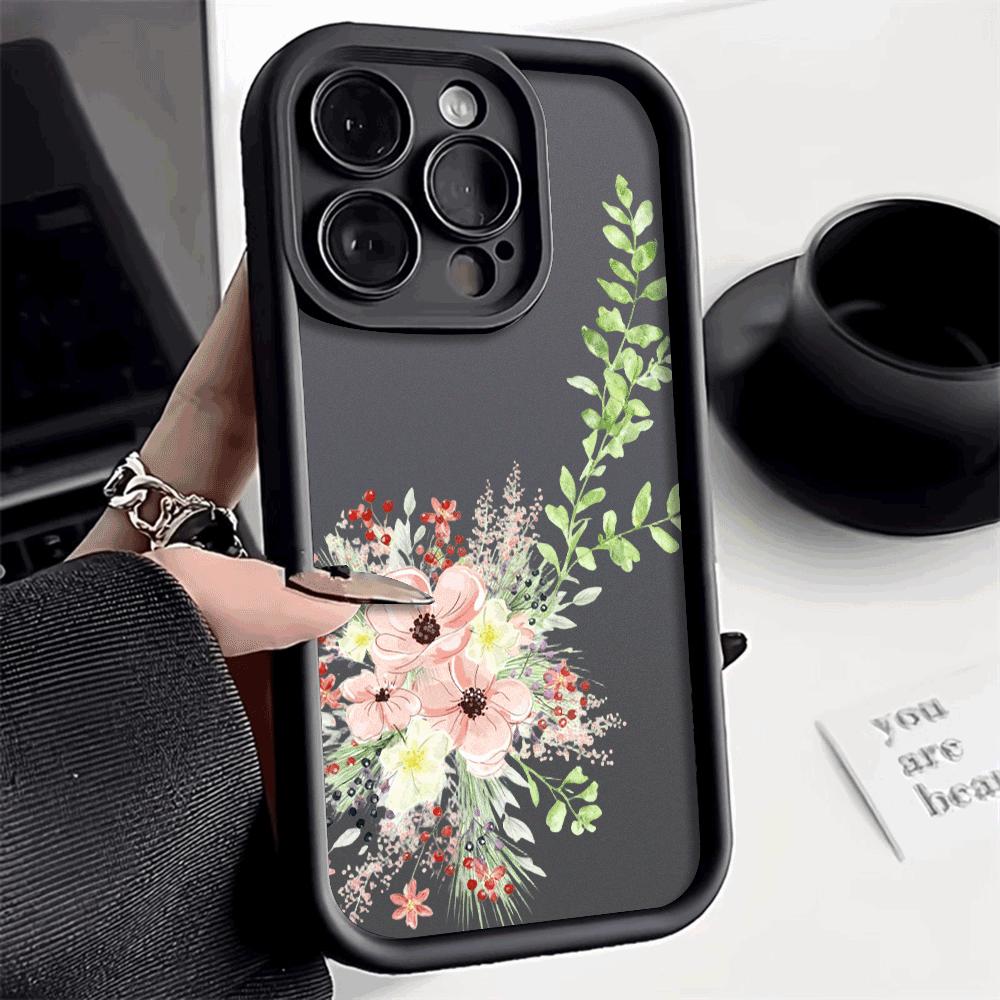 Watercolor Floral Bouquet Foliage Phone Case for iPhone 16 15 14 13 12 11 Pro Max Plus Anti Scratch, Gel Flexible Protective