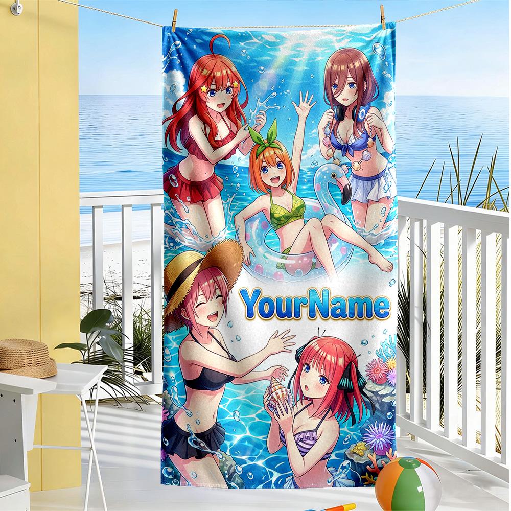 Quintessential Quintuplets Personalized Name Beach Towel High Absorbency & Quick-Dry Portable for SwimmingBeachCamping Travel Beach AccessoriesGym