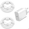 45W Fast Charger - e.F.Connection - Compatible Samsung A16 A17 A36 A56 A05s A06s - 2 USB-C Cables 1M - White