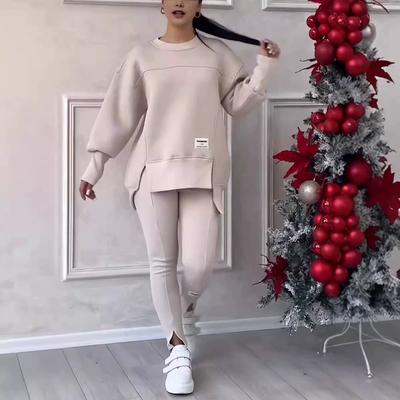 Женский худи с длинным рукавом и леггинсы с принтом необычного кроя